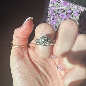 14k engagement ring and wedding band